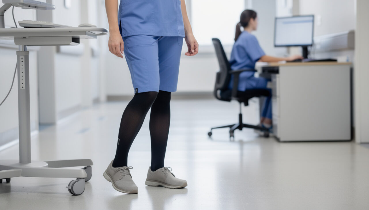 découvrez quand les bas de contention peuvent être utiles au travail, notamment en cas de station debout prolongée, de jambes lourdes ou de longs trajets.